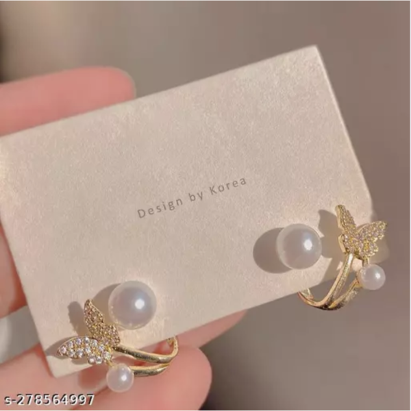  EREVER Cute Butterfly Korean Earrings Silver Needle Korean Stud Earring Ear Cuff Studs For Woman & Girls